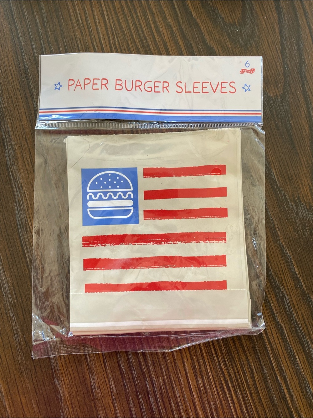 Paper Burger Sleeves - Cream with Red & Blue Design